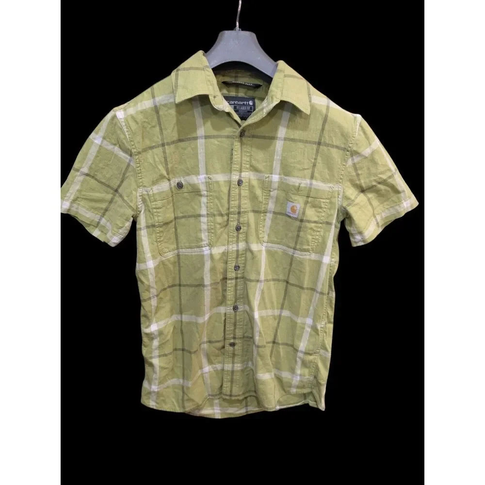 Carhartt Mens Rugged Flex Relaxed Fit Lightweight Short-Sleeve Small Green Olive